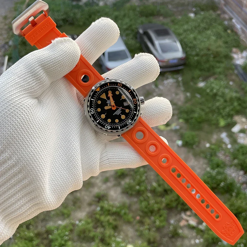 STEELDIVE SD1975V tonno Luxury Dive orologio da polso lunetta in ceramica 30Bar impermeabile svizzero luminoso NH35 Fashion Orange orologio meccanico