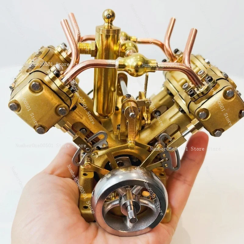V4 steam engine, four cylinder, V-shaped mini ship, train, Stirling miniature model, mechanical