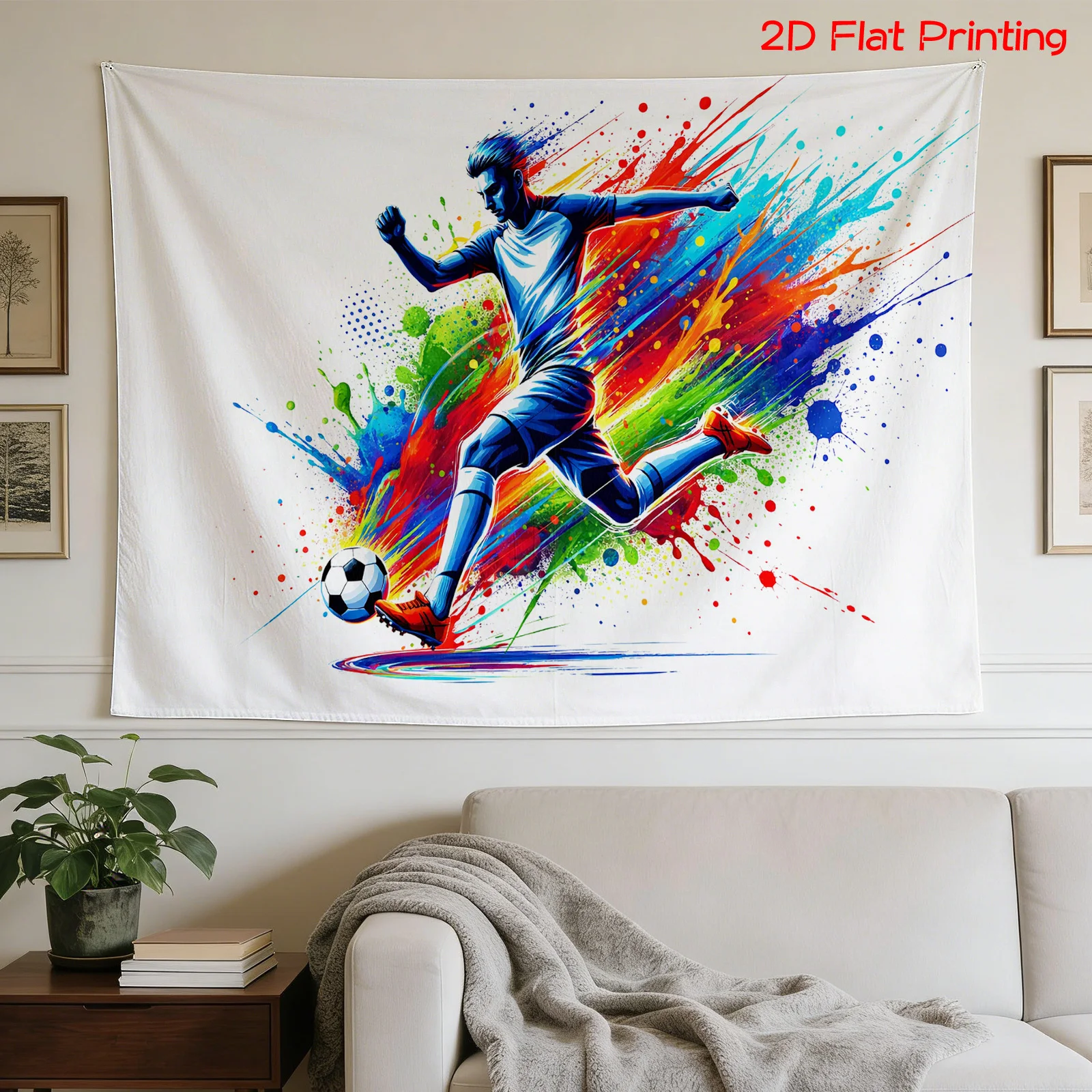 Abstract Soccer Football Tapestry Wall Hanging Sports Sporty Decor Large Canvas Art Print Graffiti Style 180x320cm