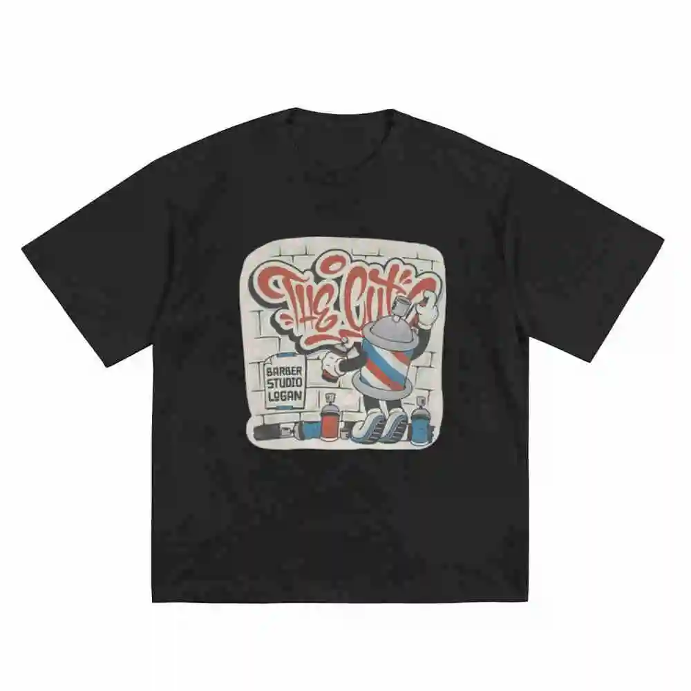 Barber Shop Vintage Pole Clipper Scissors Comb Short Sleeve Tee 100% Cotton T-Shirt