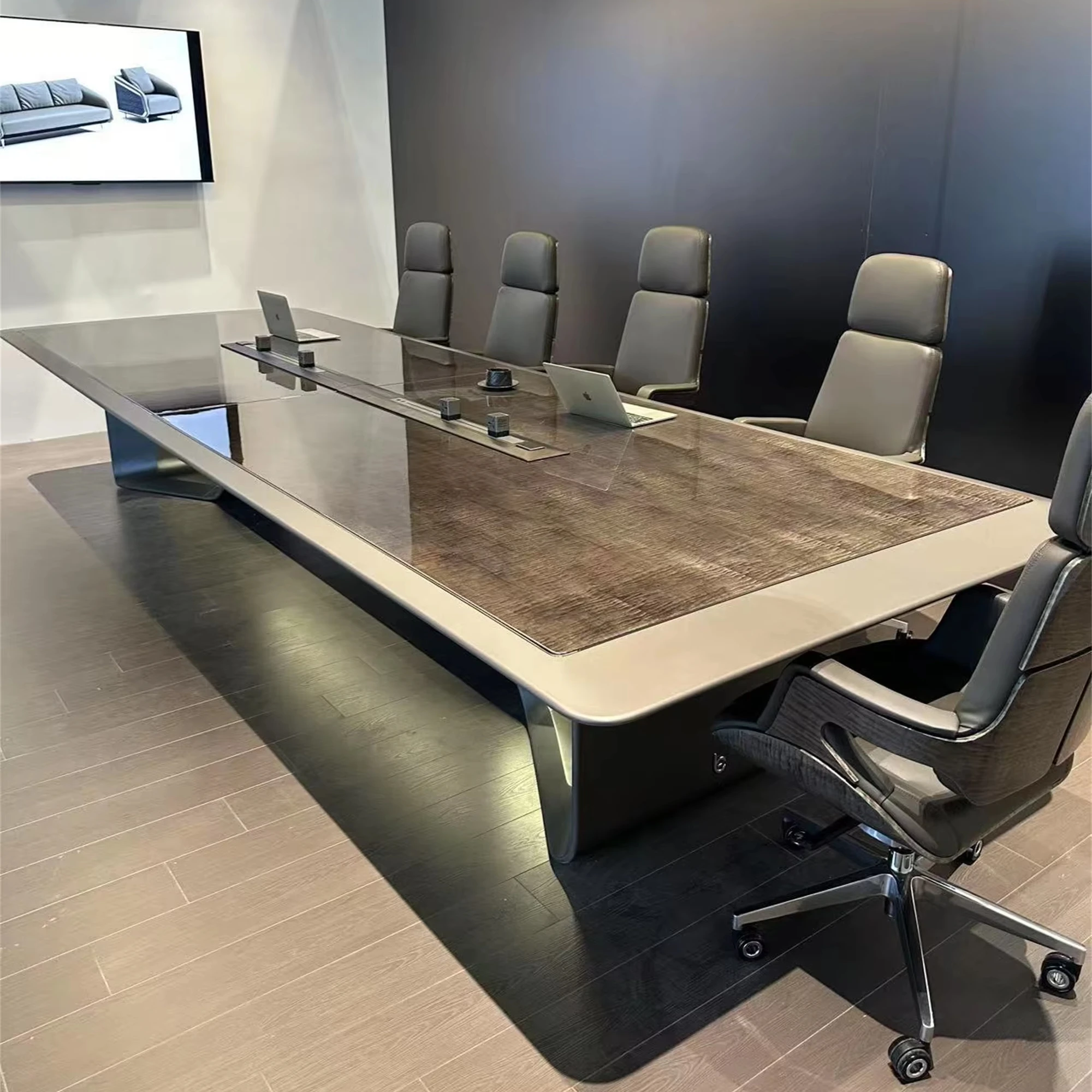 Multi-function Luxury Conference Table Supercar Modeling Rectangle Shape LED