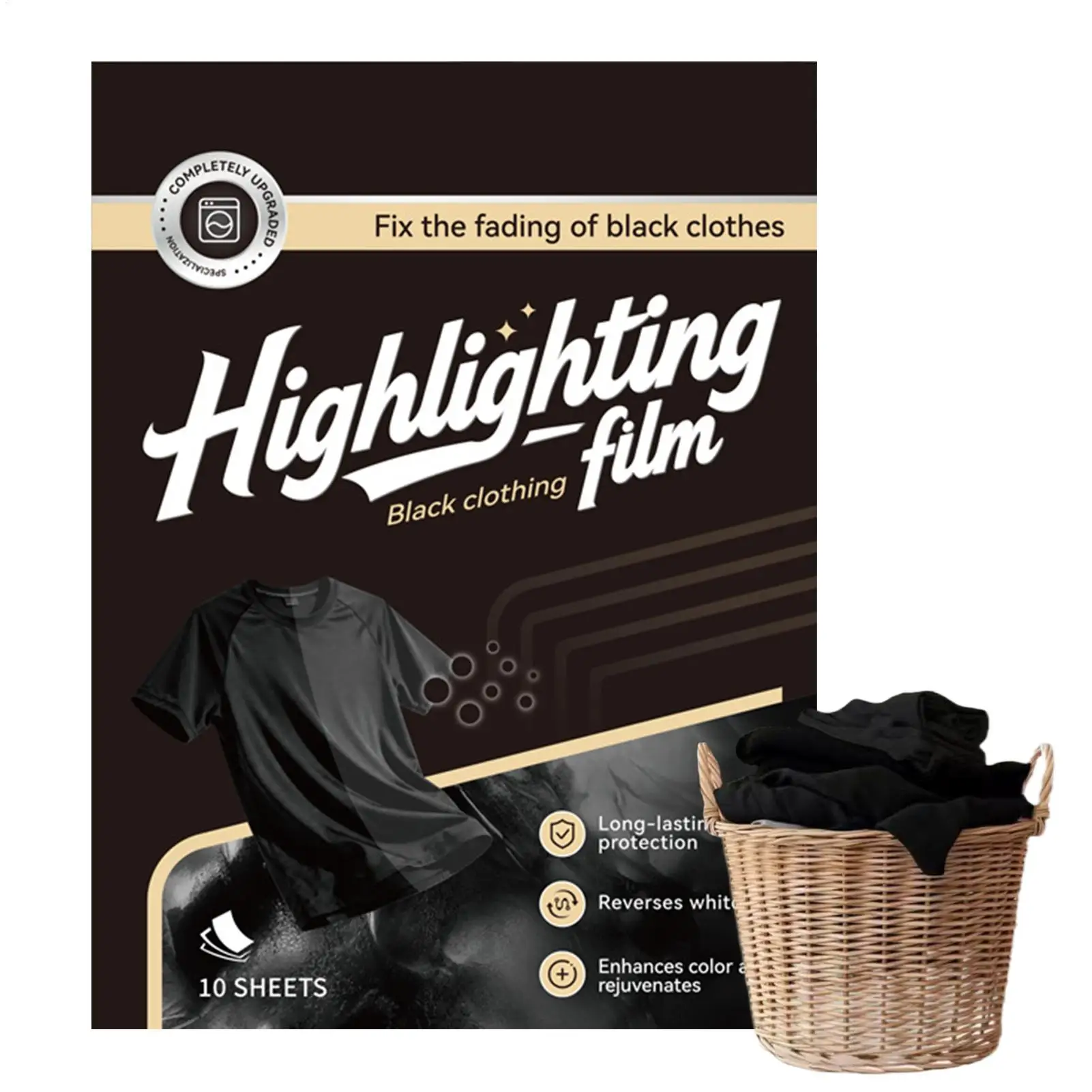 Black Laundry Sheet Color Enhancer for Faded Black Clothes Anti-Fading Care Sheet Restores Deep Black Color for Washing Machine