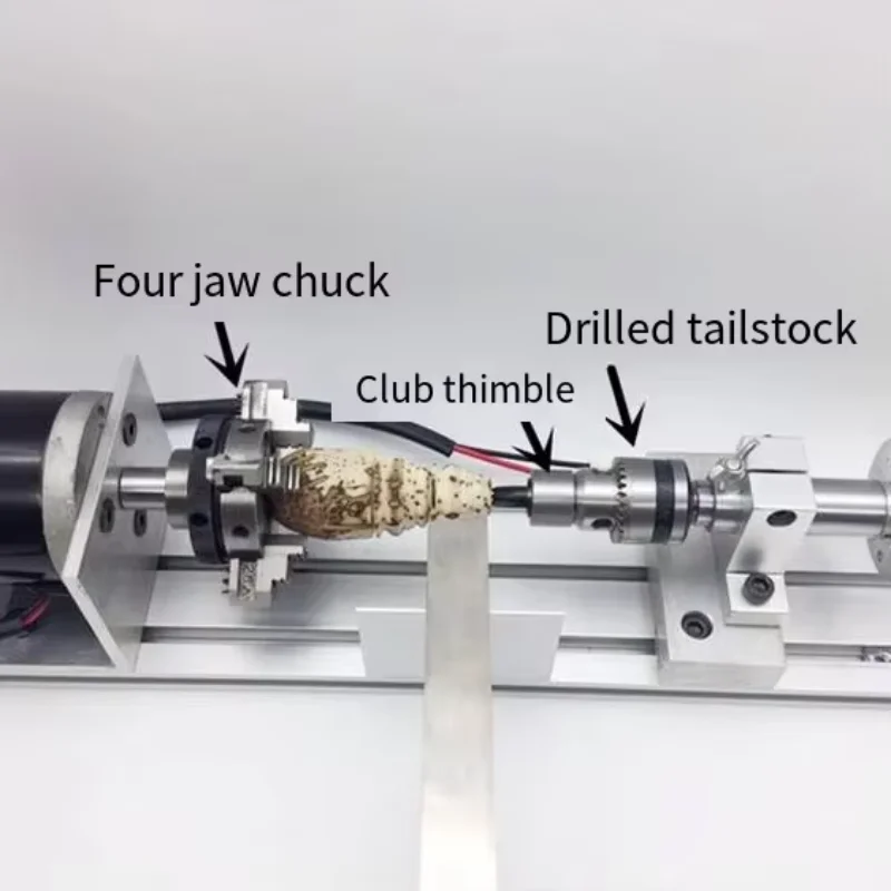 Four Jaw Mandrel Multifunctional Buddha Bead Machine Lathe to Work Wood Grinding and Polishing Round Beads Mini Lathe