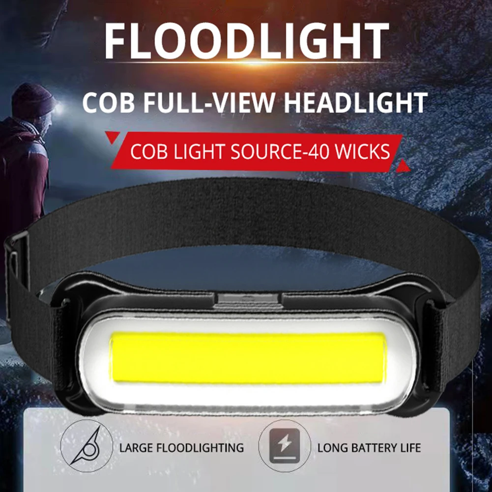 USB Rechargeable Flashlight 3 Modes Head Lamp Waterproof Head Light Adjustable Headband for Running Camping Emergency Outdoors