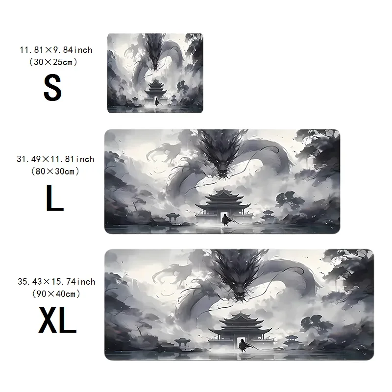 لوحة ماوس بنمط التنين والشباب، قاعدة مطاطية مضادة للانزلاق مقاس 2 مم، 35.43 × 15.74 بوصة، وسادة سطح مكتب محمولة طبيعية مضادة للانزلاق، مناسبة