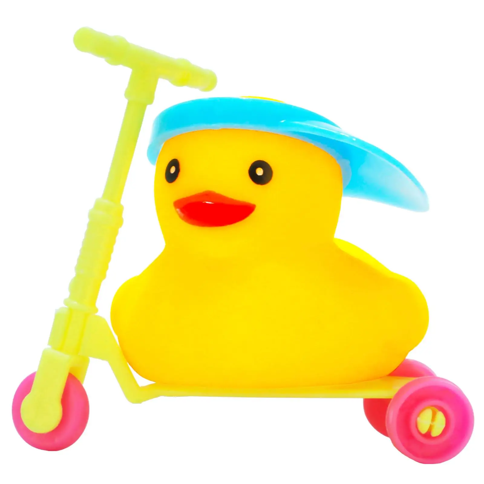 Yellow Rubber Duck with Mini Scooter,Cute Car Dashboard Decoration Squeaky Duck for Jeep Ducking Party Favors Ducky with Blue Ha