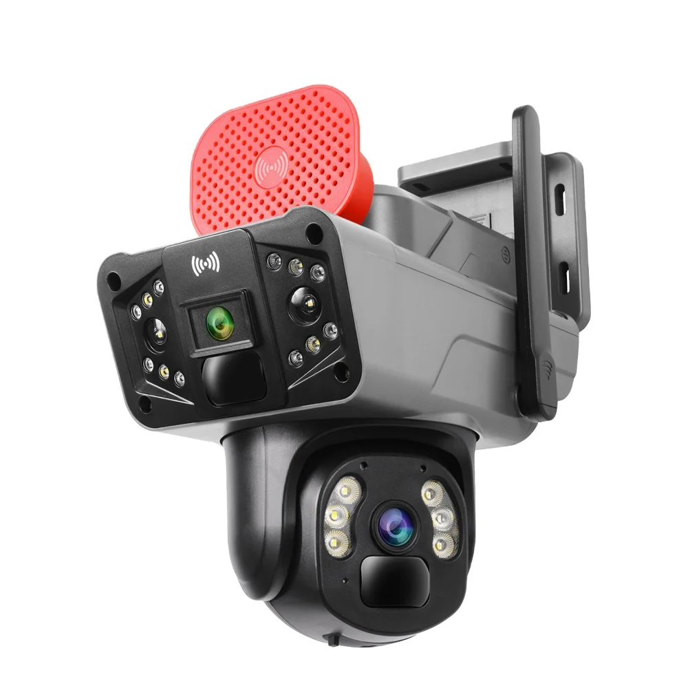 

Waterproof 6MP CCTV IP Camera 10W Solar Panel Black Solar Powered Security Outdoor PTZ Camera Night Vision Cloud 4G Sim Card