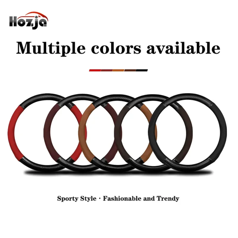 For Ssangyong Actyon Kyron Rexton Tivoli Korando Steering Wheel Cover Non-slip 12color Carbon Bicolor Leather Car Accessories