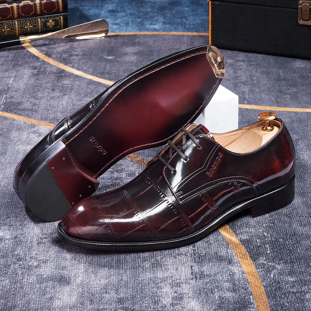 Pointed Toe Dress Plus Size Shoes Newest Italian Oxford Shoes for Men Classic Derbies Luxury Patent Leather Wedding Shoes