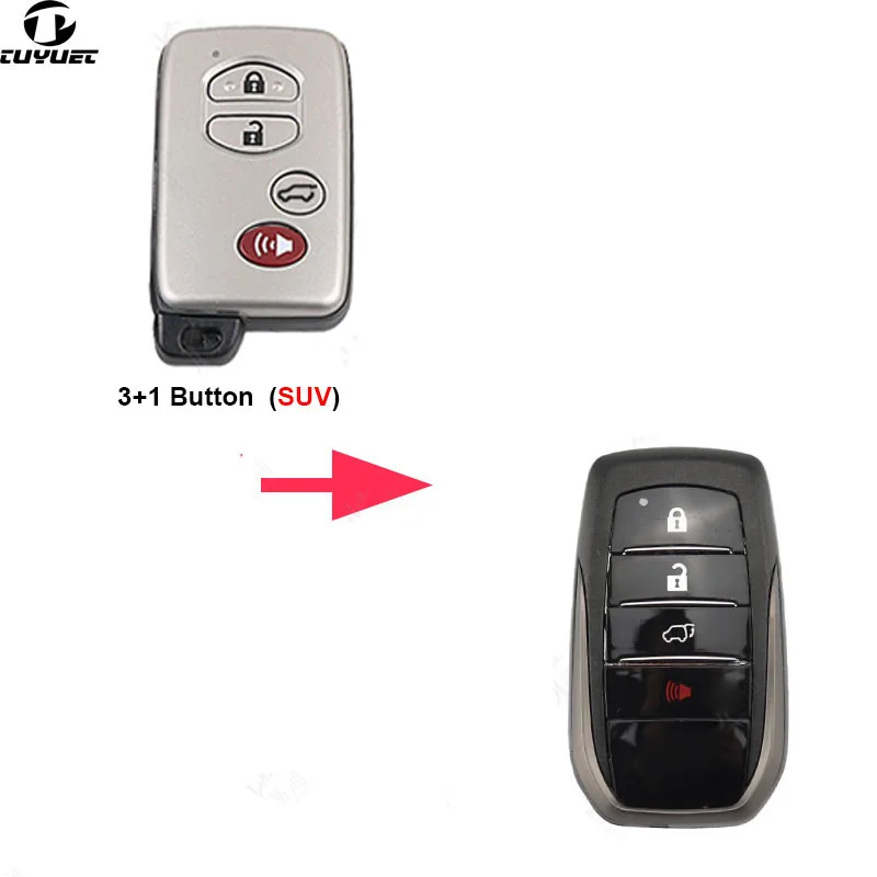 Modified Smart Remote Key Shell for Toyota Camry Prado Land Cruiser  (Board 5290)  With Emergency Key Blade