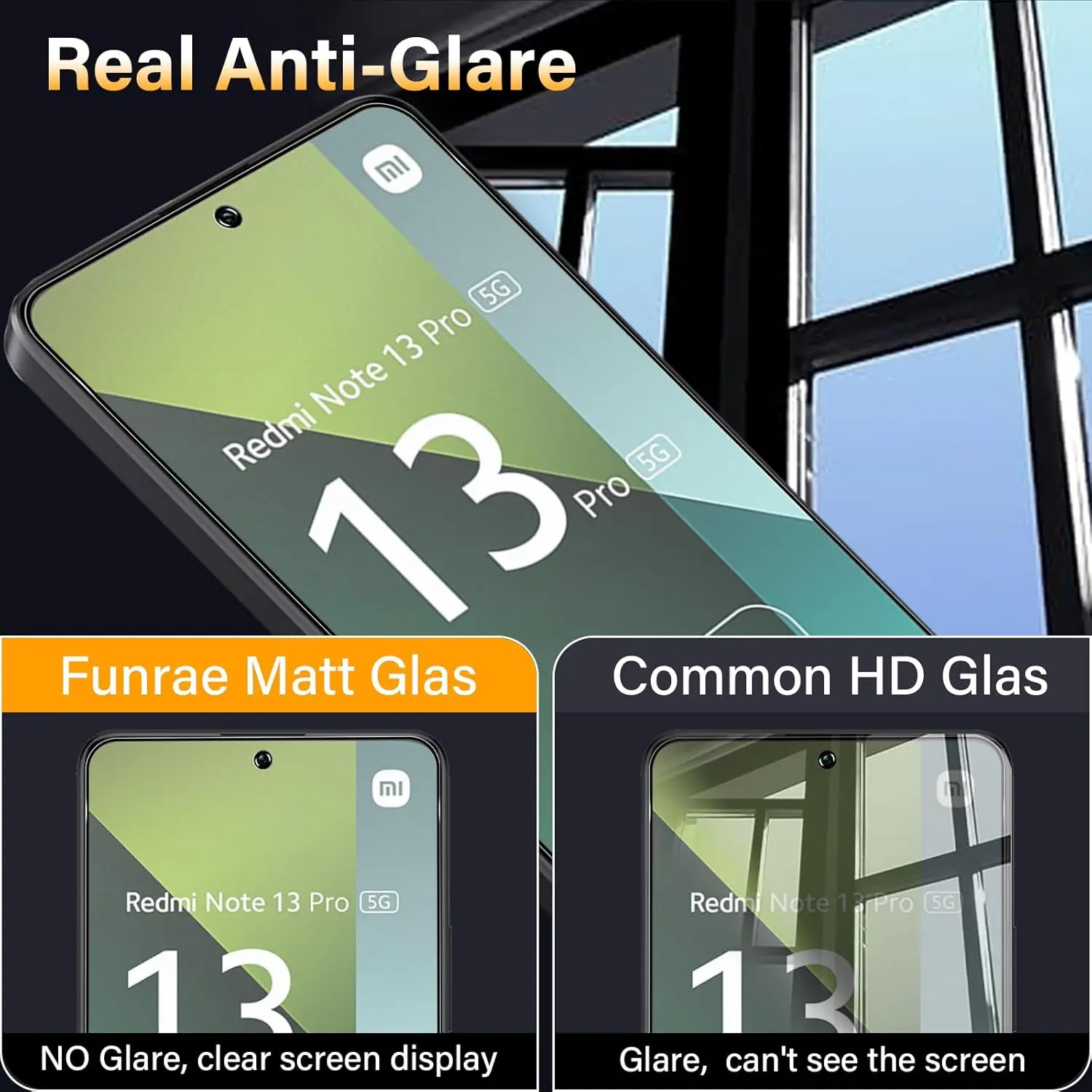 2/4 قطعة من الزجاج المقسى غير اللامع لهاتف Xiaomi Redmi Note 13/13 Pro 4G/5G HD واقي شاشة #2