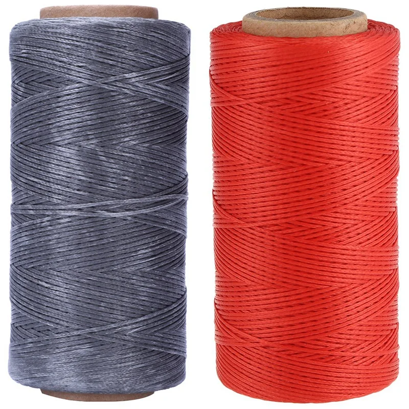 LUDA 2X 260M 150D 1MM Leather Sewing Waxed Wax Thread Hand Needle Cord Craft DIY New Color:Red & Gray