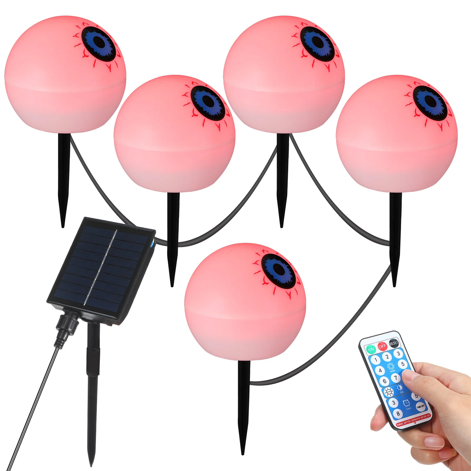 

Solar Eyeball Lights Halloween Outdoor Decor 1 in 5 Way Red Powered Garden Pathway Lanterns