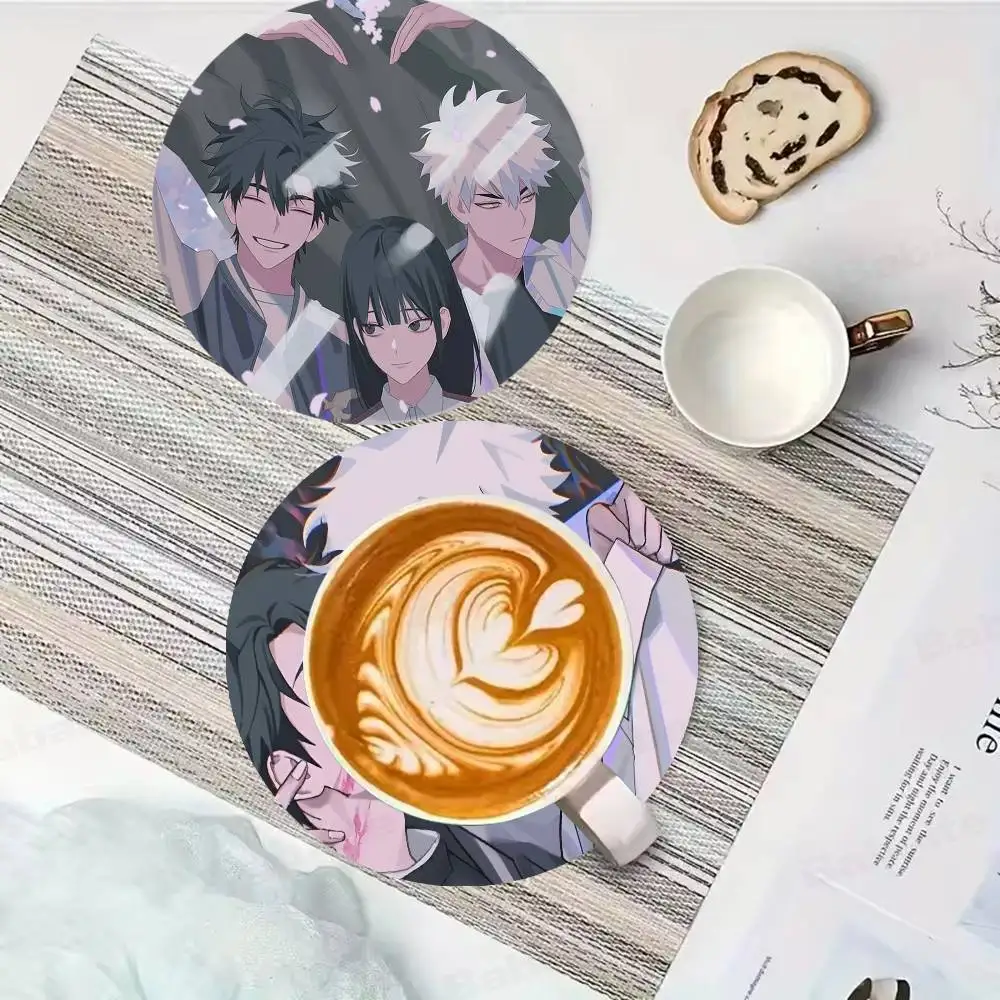 Link Click Anime Wooden Coaster Heat-Resistant Drink Mats with Non-Slip Base, Perfect Gift Idea