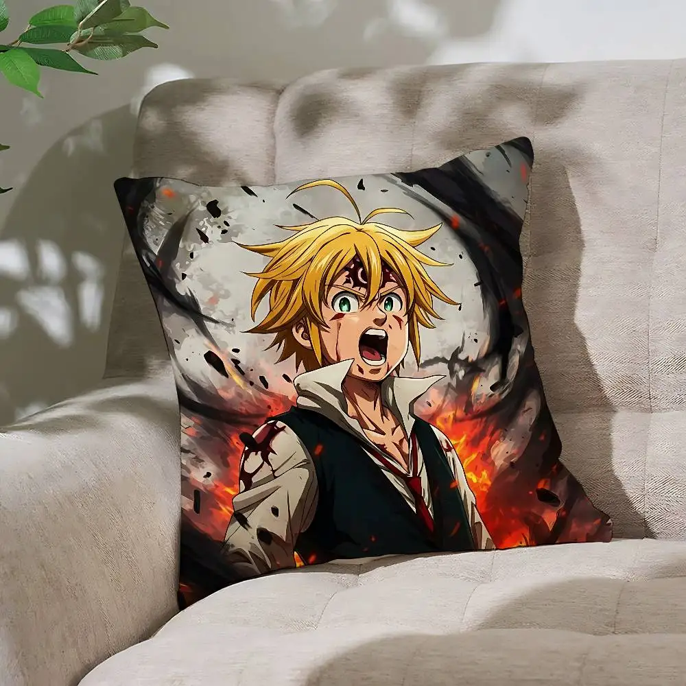 الخطايا السبع المميتة أنيمي كيس وسادة رمي غطاء وسادة الشمال خمر نمط وسادة تغطي غرفة المعيشة المنزلي أريكة الأريكة مقعد