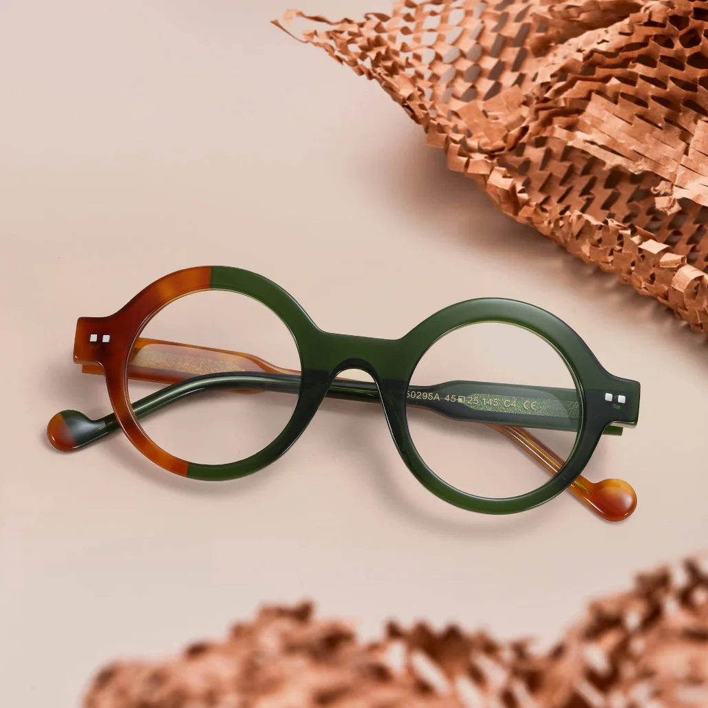 

VZONE Optical Glasses Woman Acetate Retro Glasses Frame Asymmetrical Color Details For Prescription Lenses Fashion Forward