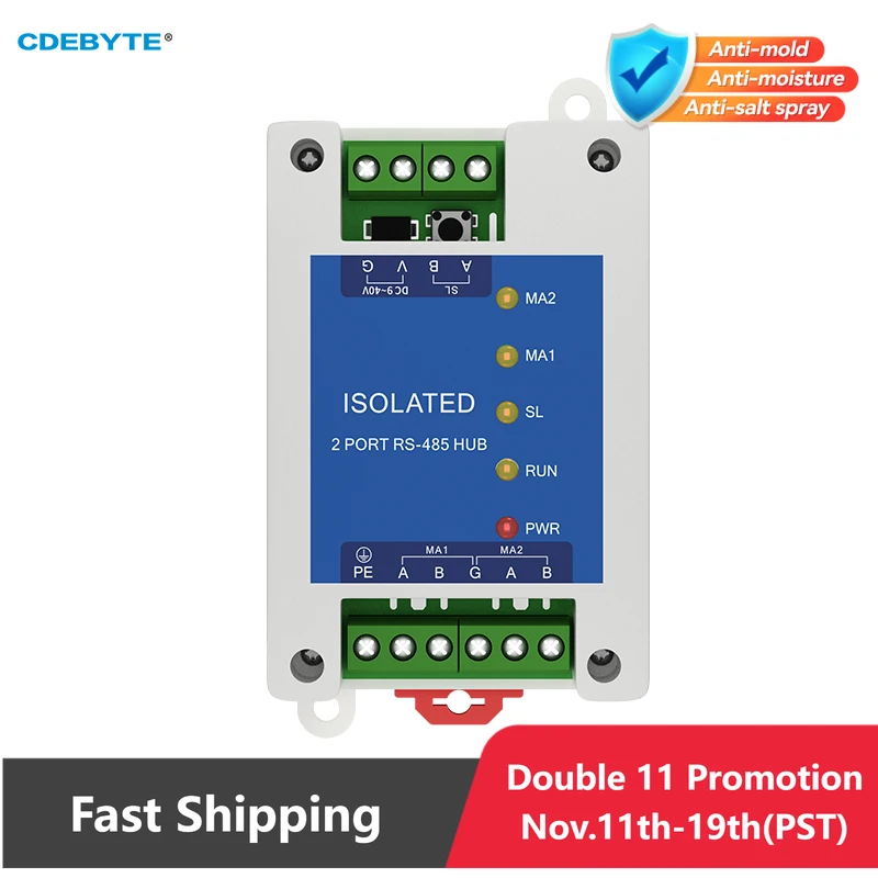 

Промышленный 2-ходовой Тип кэша RS485 до 1-ходовой RS485 концентратор DC 9 ~ 40 В, Оптическая изоляция, многоходовой концентратор, стандартная Защита от электростатического разряда