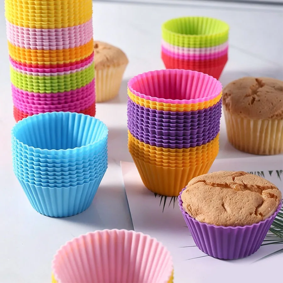 Juego de 12 Moldes de Silicona para Cupcakes y Muffins, Herramientas para Hornear Pasteles y Repostería
