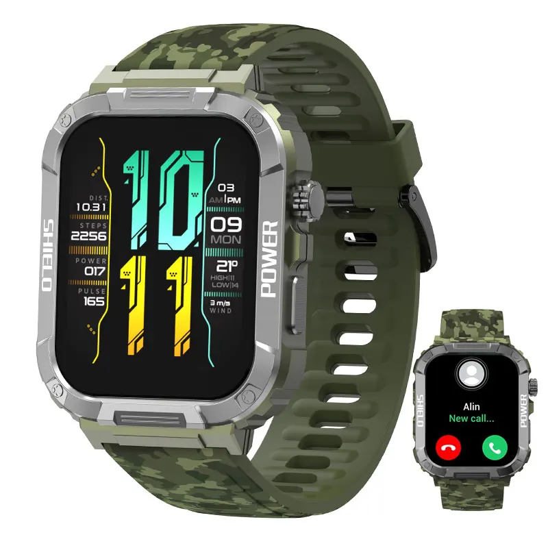 

Camouflage Green Men Women Smart Watch Wireless Bluetooth Fitness Tracker Support Bluetooth Phone Call, Health Monitor etc.