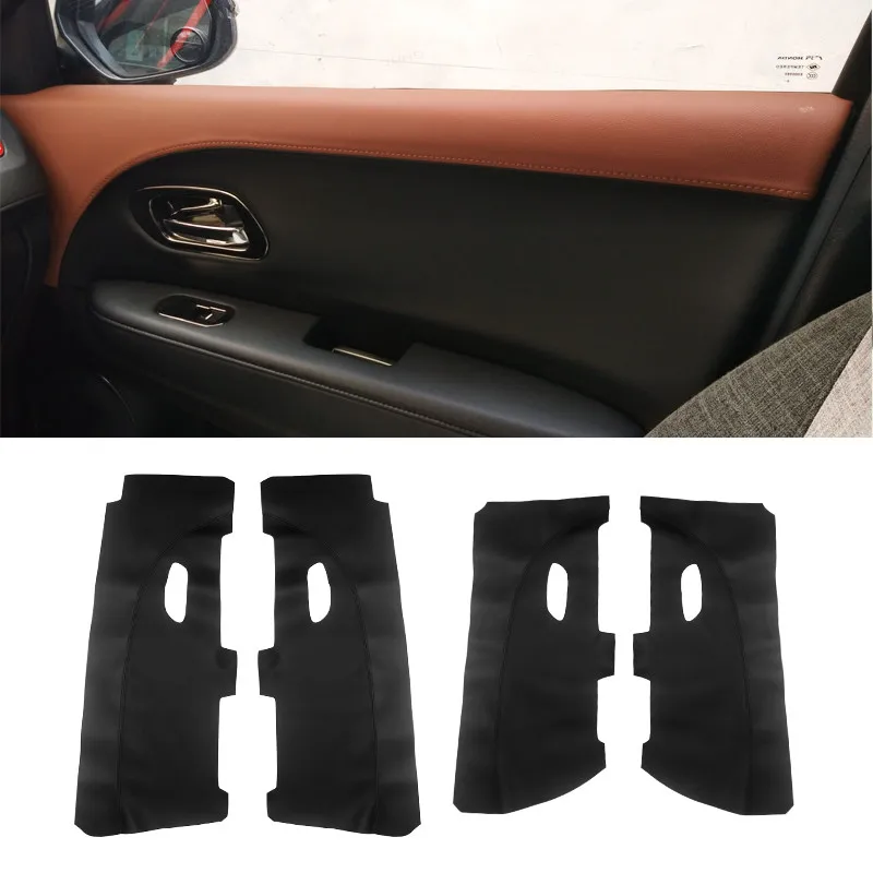 4pcs For Honda XRV Vezel H-RV only 4 door Car Doors Armrest Panel Microfiber Leather Cover Protective Trim with Mount Fittings
