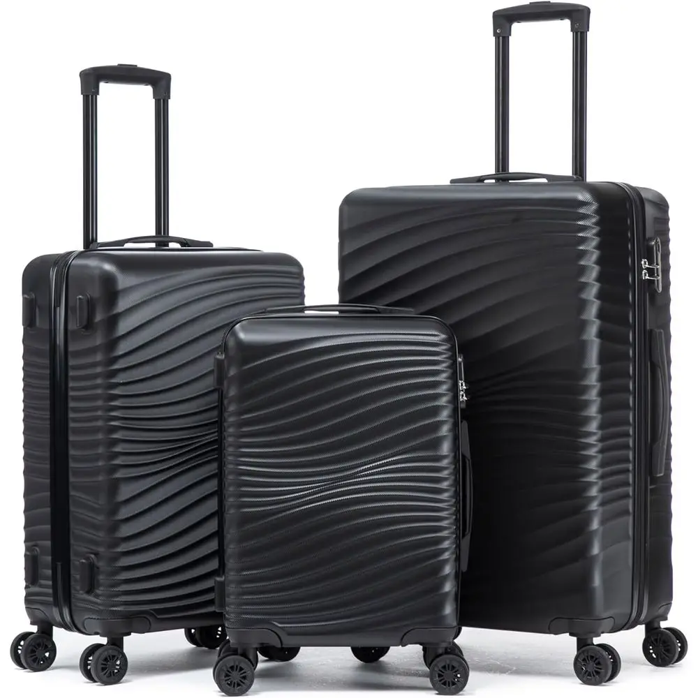 

3-Piece ABS Luggage Set: 20/24/28 Inch Spinner Suitcases, Airline Approved Carry-On, Lightweight with Secure Lock