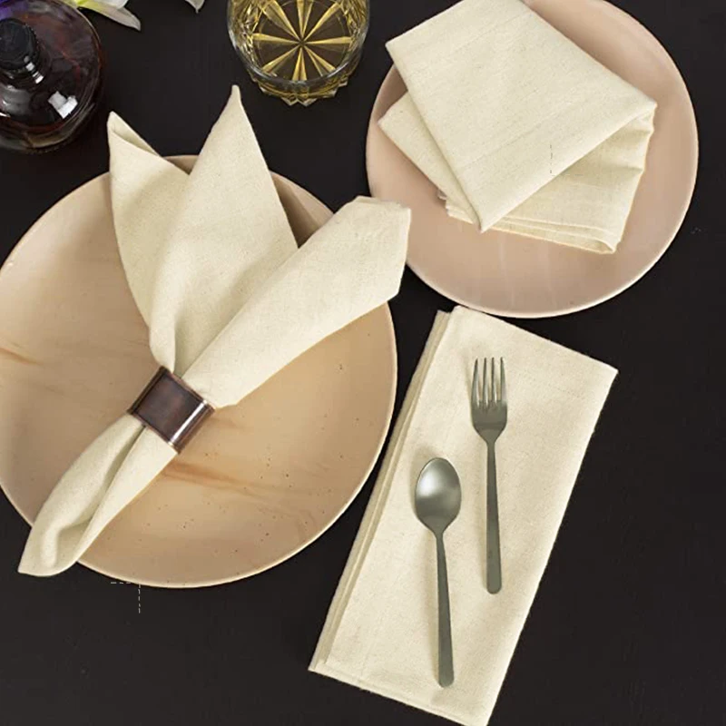 Confezione da 24/48/60 tovaglioli in lino color beige naturale per decorazioni nuziali, tovaglioli da tavola in tessuto color naturale, tovaglioli in lino lavabili, ideali come regalo, dimensioni