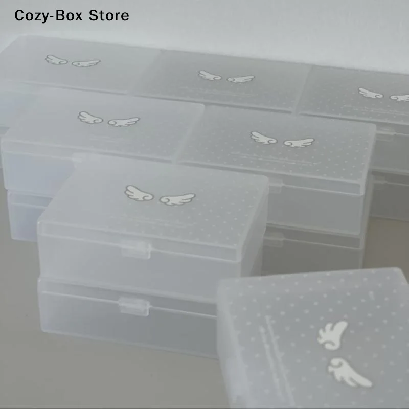 [ZY]1Pcs Frosted Casual Korean Photocard Storage Box Star Polka Dot Wings Desktop Dustproof Case For Stickers Holder[ZY]