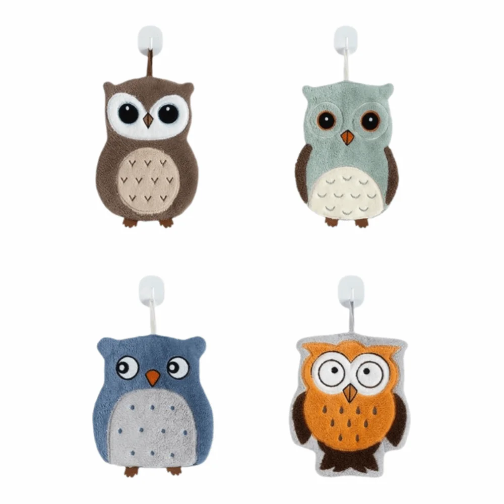 Funny Soft Owl Hanging Towels Cartoon Absorbent Hand Washcloth Thickened Lint Free Kitchen Towel Bathroom