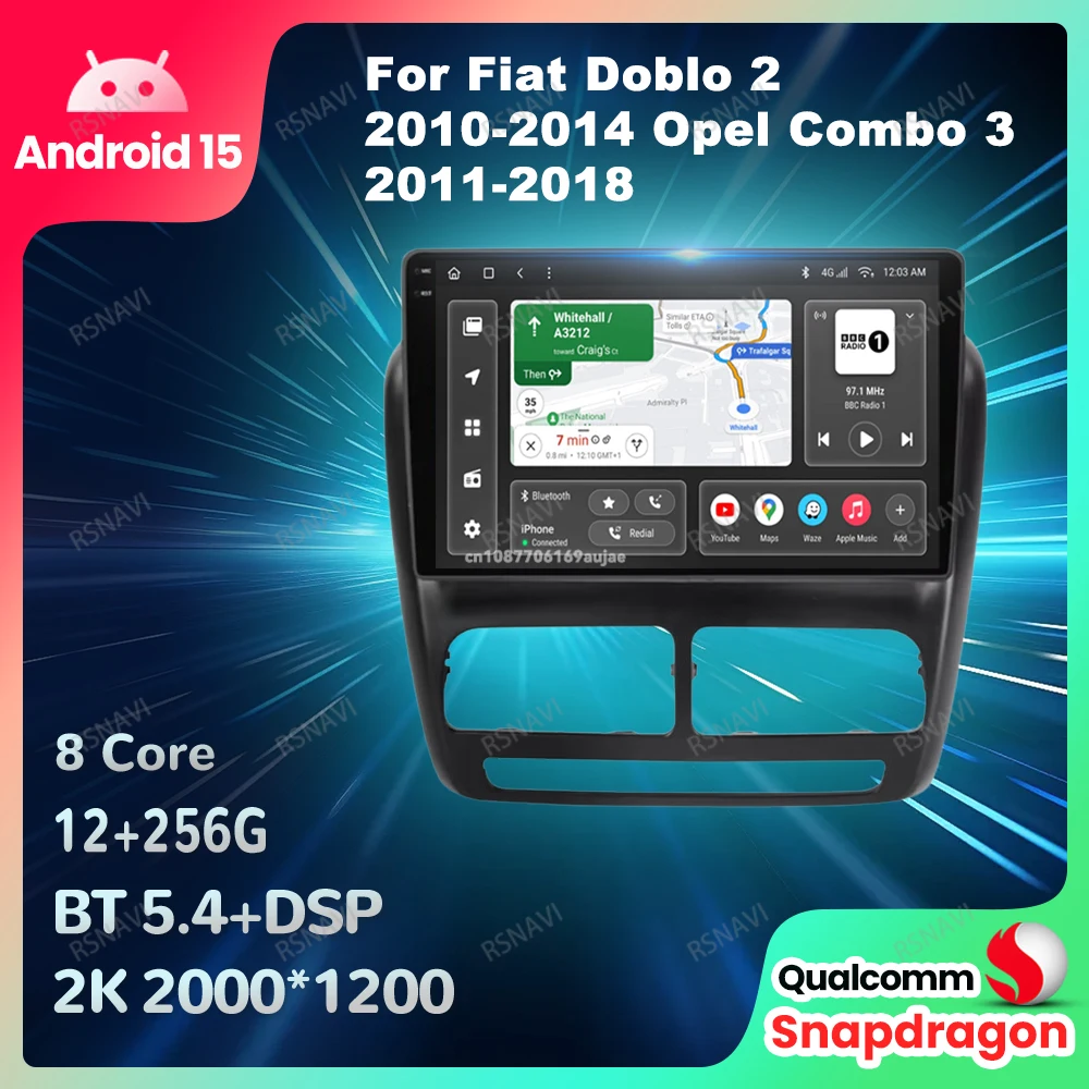 راديو السيارة أندرويد 15 لشركة فيات دوبلو 2 2010-2014 أوبل كومبو 3 2011-2018 5G WIFI 4G LTE رئيس وحدة ستيريو BT GPS مشغل فيدو QLED #1
