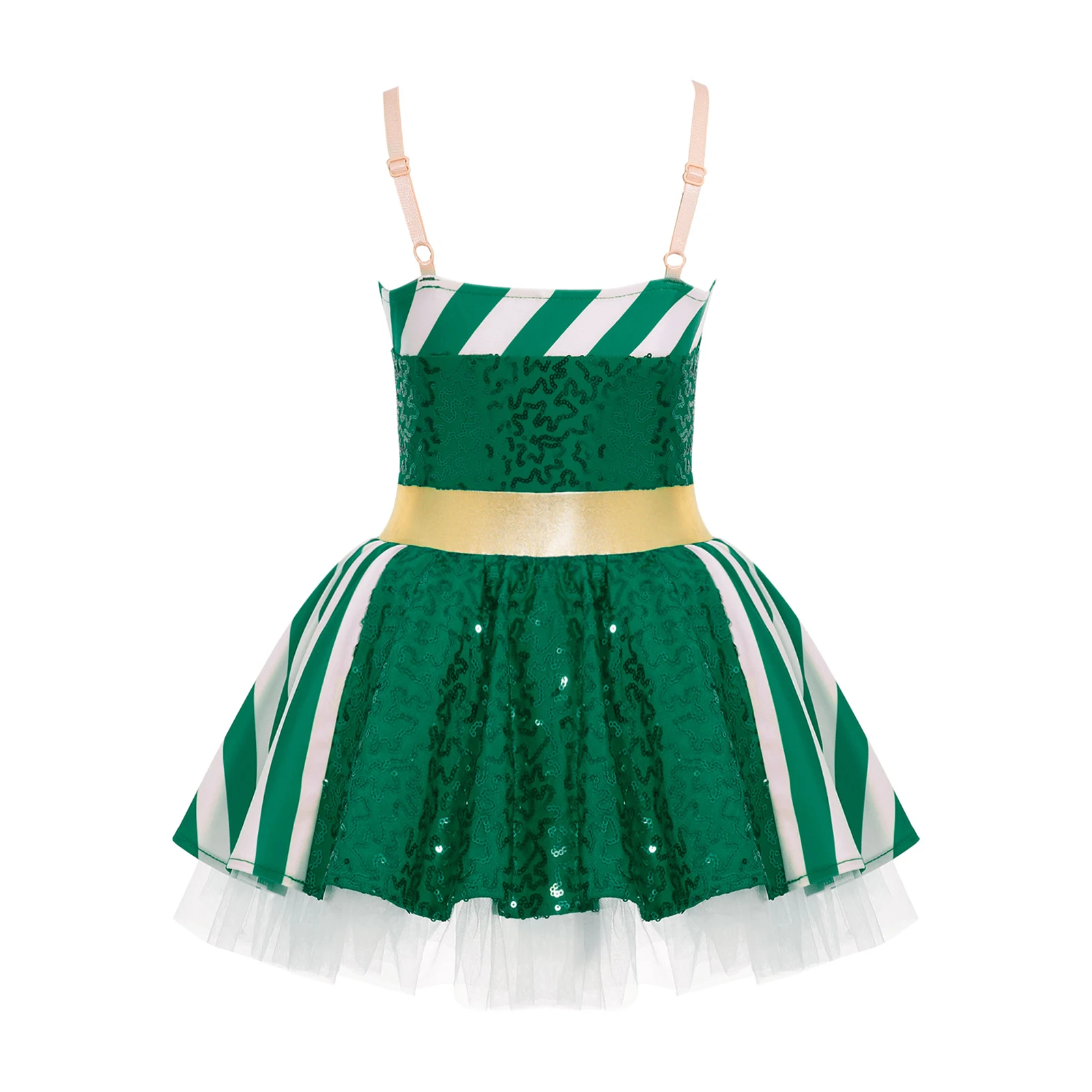 Robe Tutu de Ballet en Maille pour Fille, Costume de Noël, Combinaison à Paillettes Rayées, Tenue de Carnaval, Halloween, Cosplay