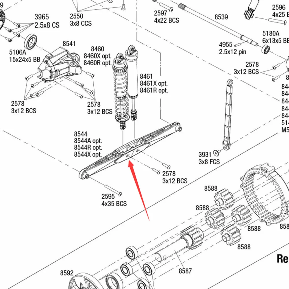 Aleación de aluminio #8544, brazo trasero, enlace inferior para RC Traxxas 1/7 Unlimited Desert Racer UDR 85076-4 850086-4, accesorios