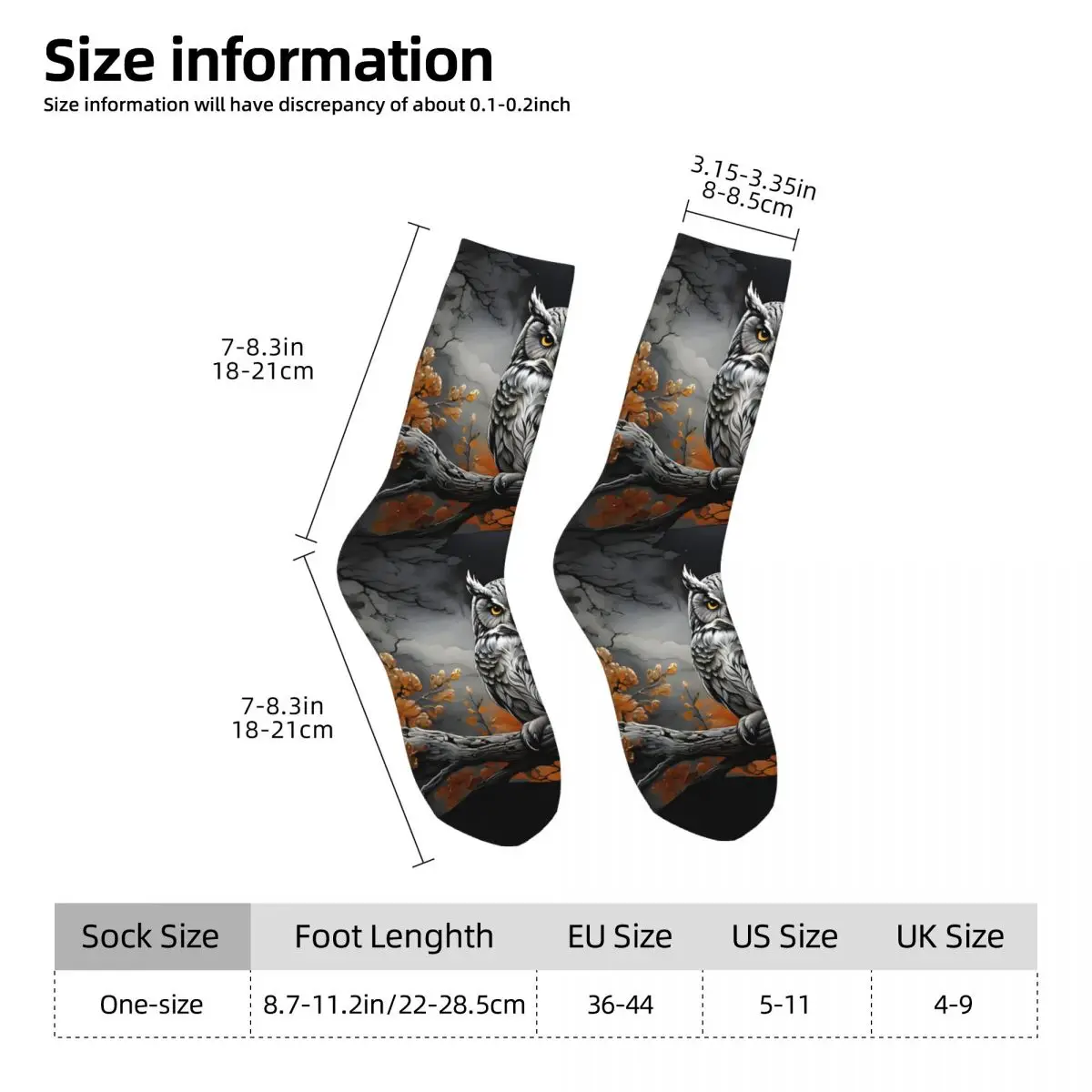 Weise Eule unter dem Mondschein Himmel Unisex Winters ocken wind dichte glückliche Socken Street Style verrückte Socke