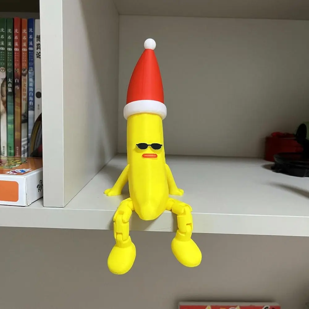 

Christmas Hat 3D Printed Banana Toy Multi-Jointed Movable Multi Joint Banana Toys Novelty 3D Printing Banana Shaped Figurine Toy