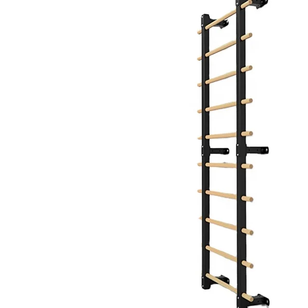 

Wall Mounted Swedish Ladder Wood Stall Bar Physical Therapy Gymnastics Ladder w/ 11 Strategic Rods Ideal for Back Pain Scoliosis