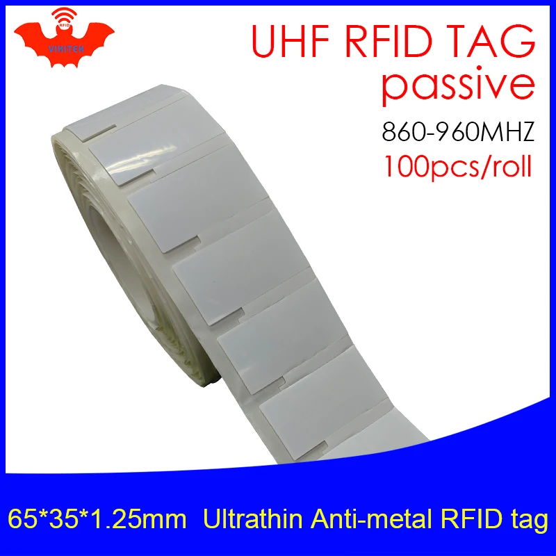 

UHF RFID ultrathin anti metal tag 65*35*1.25mm 915m 868mhz Impinj NXP EPC 100pcs free shipping printable pet passive RFID tags