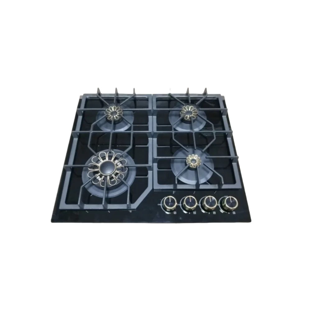 Wholesale Four Burner Built in Table Top Gas Stove with Black Panel for Household Kitchen