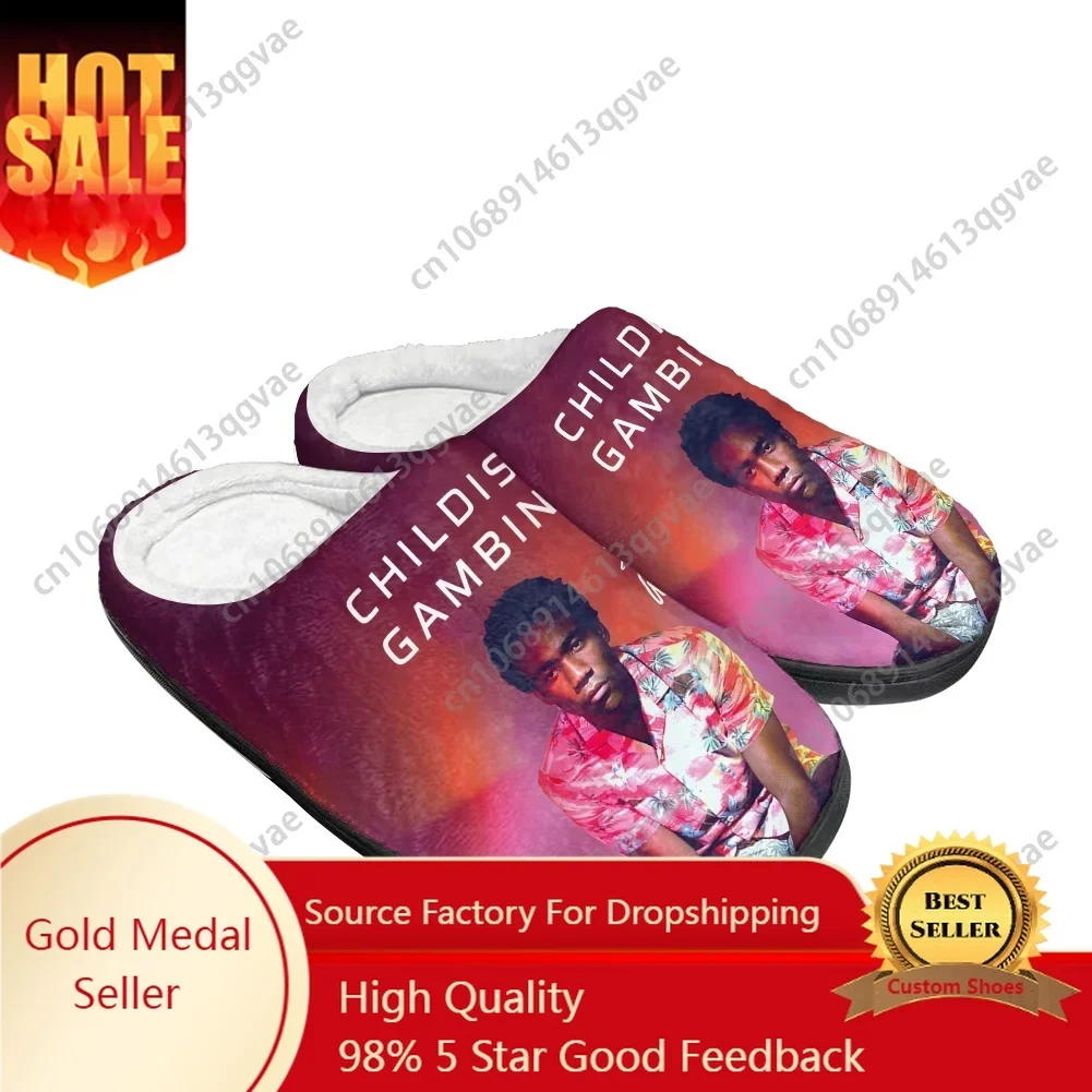 

Childish Music Gambino Awaken My Love Home Cotton Slippers Mens Womens Teenager Plush Bedroom Keep Warm Shoes Custom Slipper