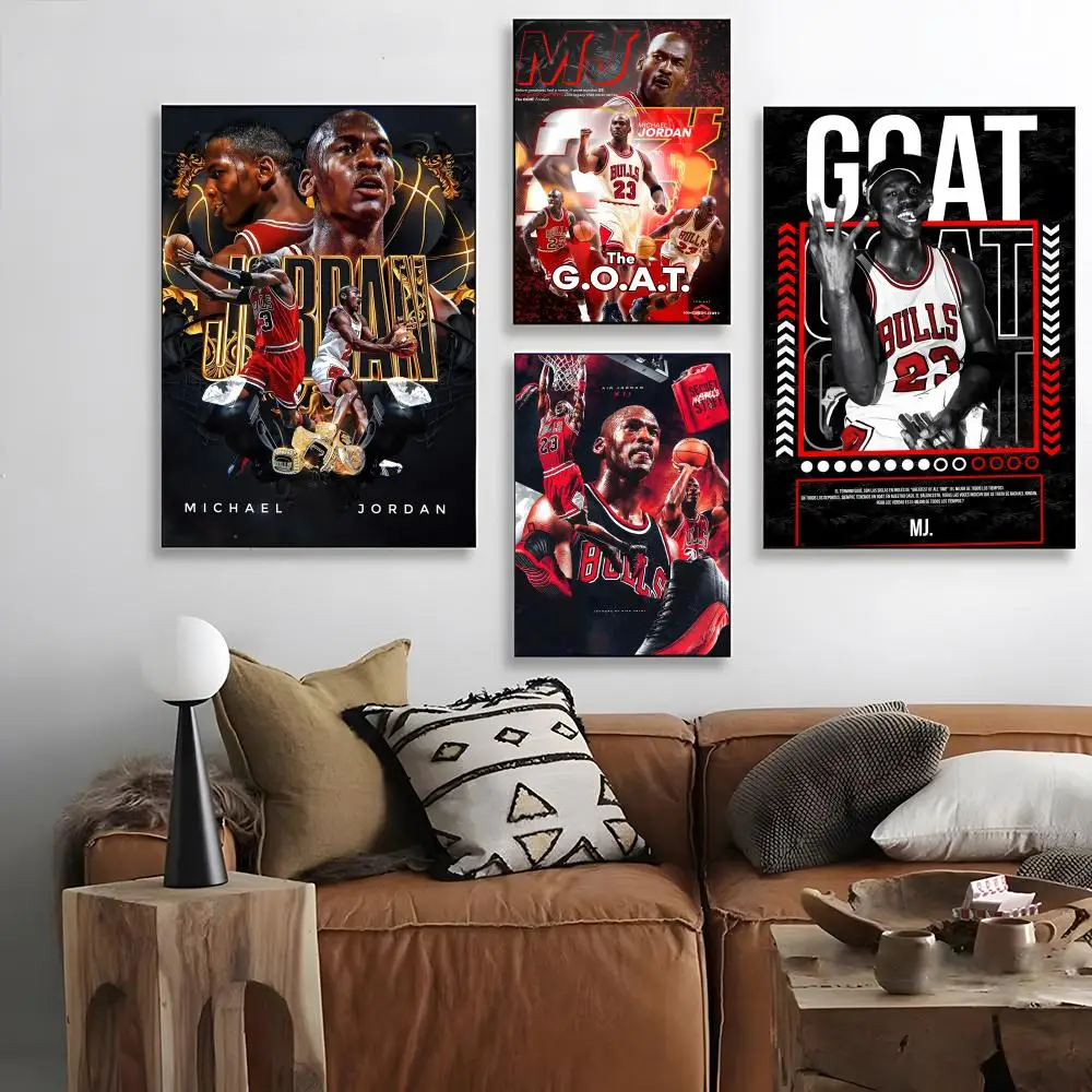 Athlete Michael Jordan Poster Self-adhesive Art Waterproof Paper Sticker Coffee House Bar Room Wall Decor view 2