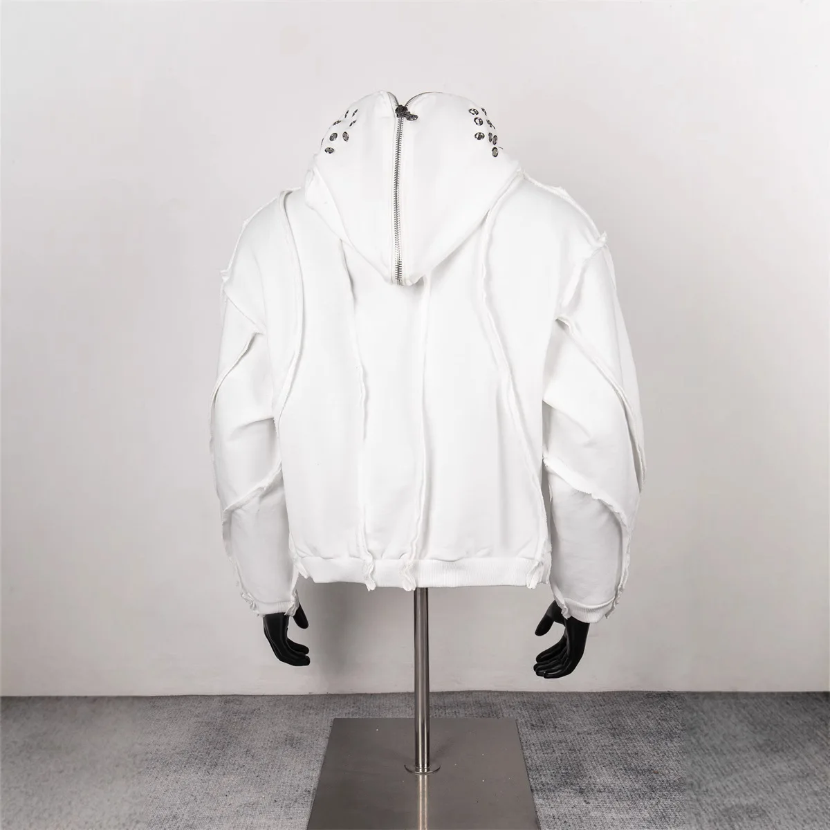 Thug Club وصل حديثًا سويت شيرت معدني مغسول بسحاب بالاكلافا نينجا بقلنسوة للرجال سترة ملابس الشارع الشهير #4