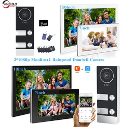 TUYA 7/10 Inch Smart Video Door Phone Smart Wifi Video Intercom 2*1080p Monitor+1 Rainproof Doorbell Camera Home Video Intercom