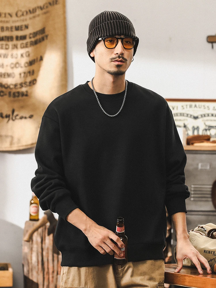 American Sle Fce Lined Hoodie Men's Casual Loose Simple Cotton Polyester Blend Long Sve round Ne Sweatirt