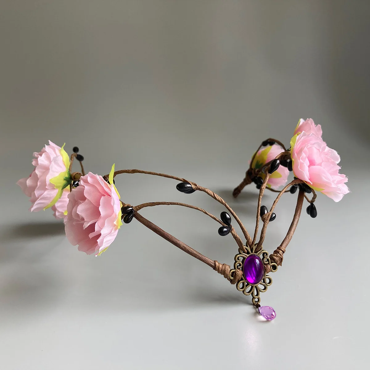 Floral Wire Fairy Crown Headband for Women Girls Halloween Wedding Cosplay MOSTORY Handmade Fairy Flower Headband Elf Floral Crown  main image 4