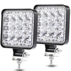 Barra de luz Led de trabajo impermeable de 12V, foco cuadrado de 48W, faro de luz de trabajo para camión, luz de conducción nocturna todoterreno para SUV