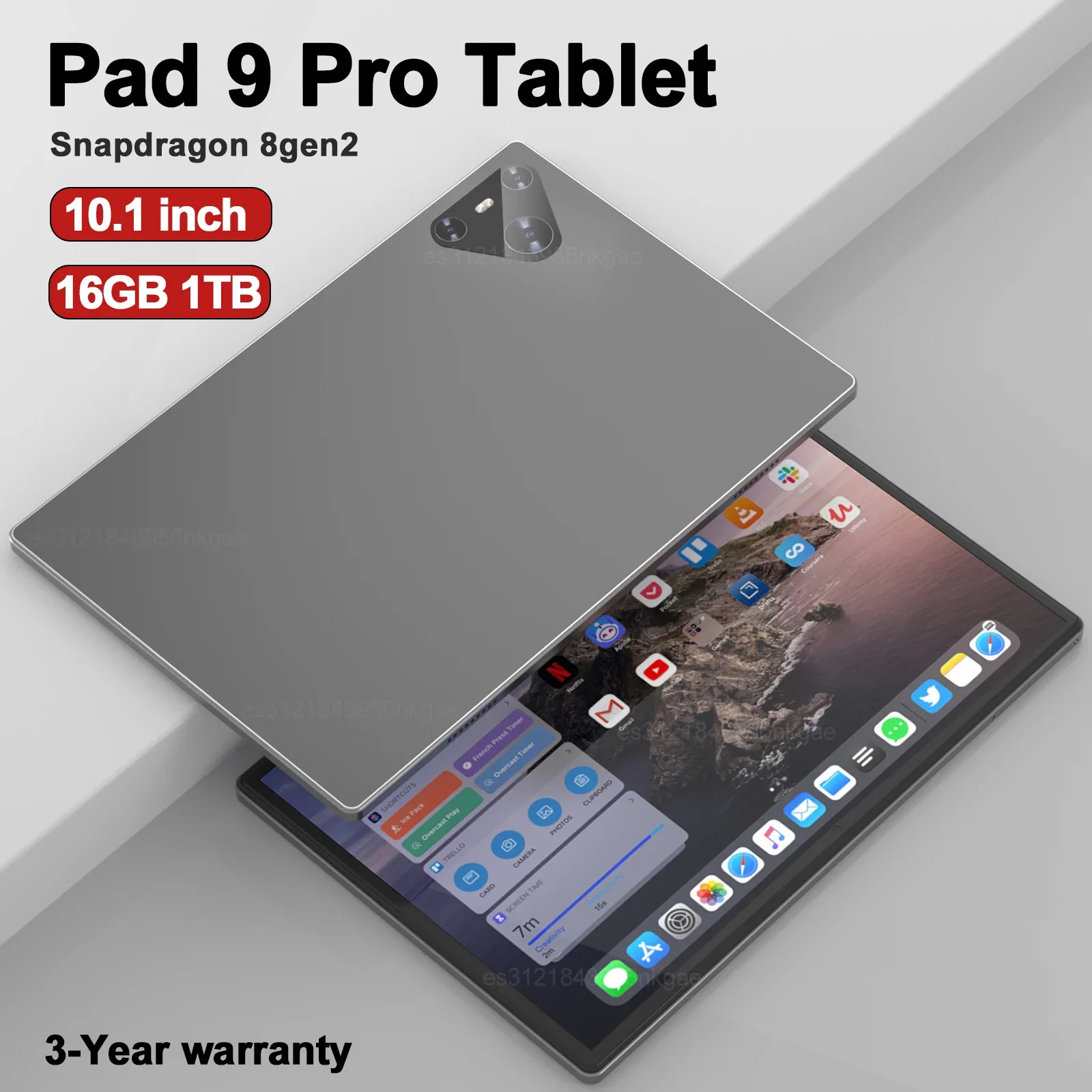 Pad 9 Pro Tablet 10.1 inci Android 13 Snapdragon 8gen2 Global, Tablet SIM ganda WIFI layar HD 16GB + 1024GB 10000mah 5G