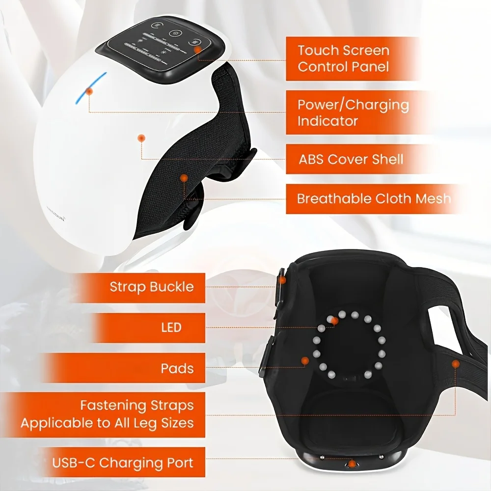 Wireless Knee Massager with 3 Heating Levels, LED Screen - Portable  Massager for Knees, Elbows, Shoulders