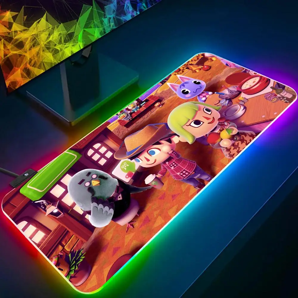 Game Animal C-Crossing New Horizons Mouse Pad RGB Glow Personality Picture Custom PC Table Mat Game Player Dedicated LED