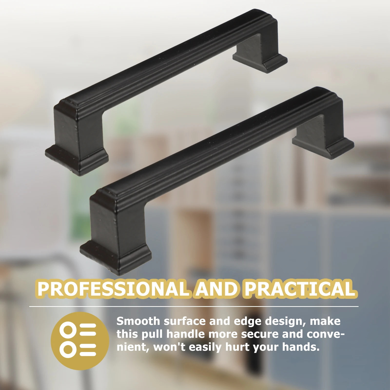 

5 Pcs Black Aluminum Alloy Cabinet Pulls H les for Kitchen Furniture Doors Drawers Wardrobe Smooth Edge Durable Hardware