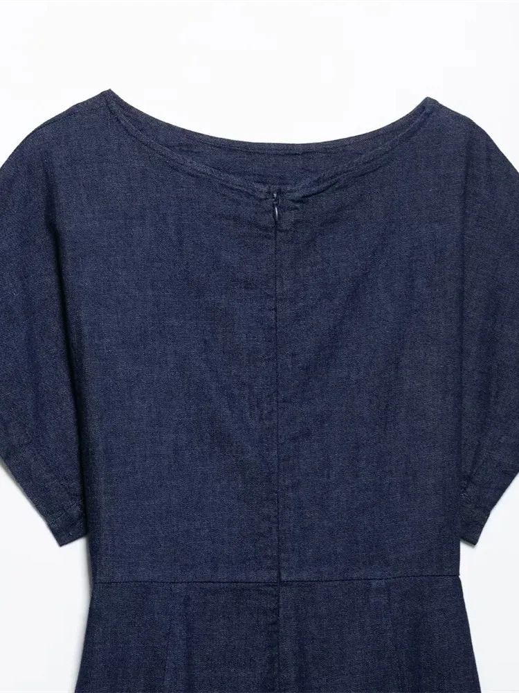 Vestido midi decorativo plissado feminino com zíper decoração para primavera e verão novos vestidos casuais femininos bb38