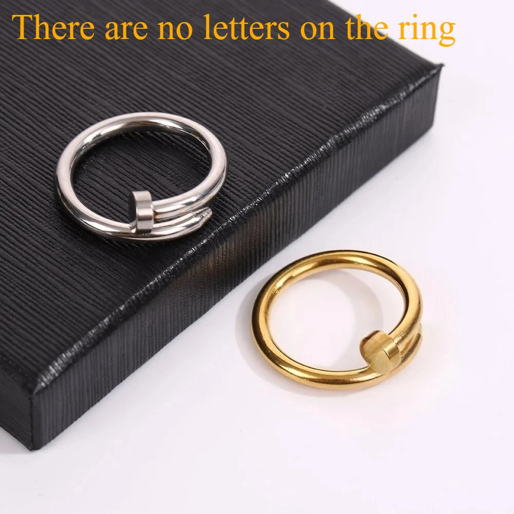 Anéis versáteis populares, tendência quente, anéis de unhas personalizados para mulheres, homens, ouro rosa, não desbotamento, acessórios de joias da moda