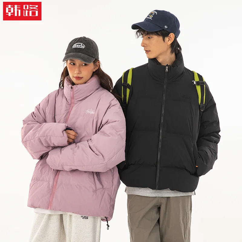 

Мужская короткая пуховая куртка, зимняя куртка-пуховик с воротником-стойкой, утолщенное пальто из 90% белого утиного пуха, верхняя одежда для пар на флисовой подкладке JK-113